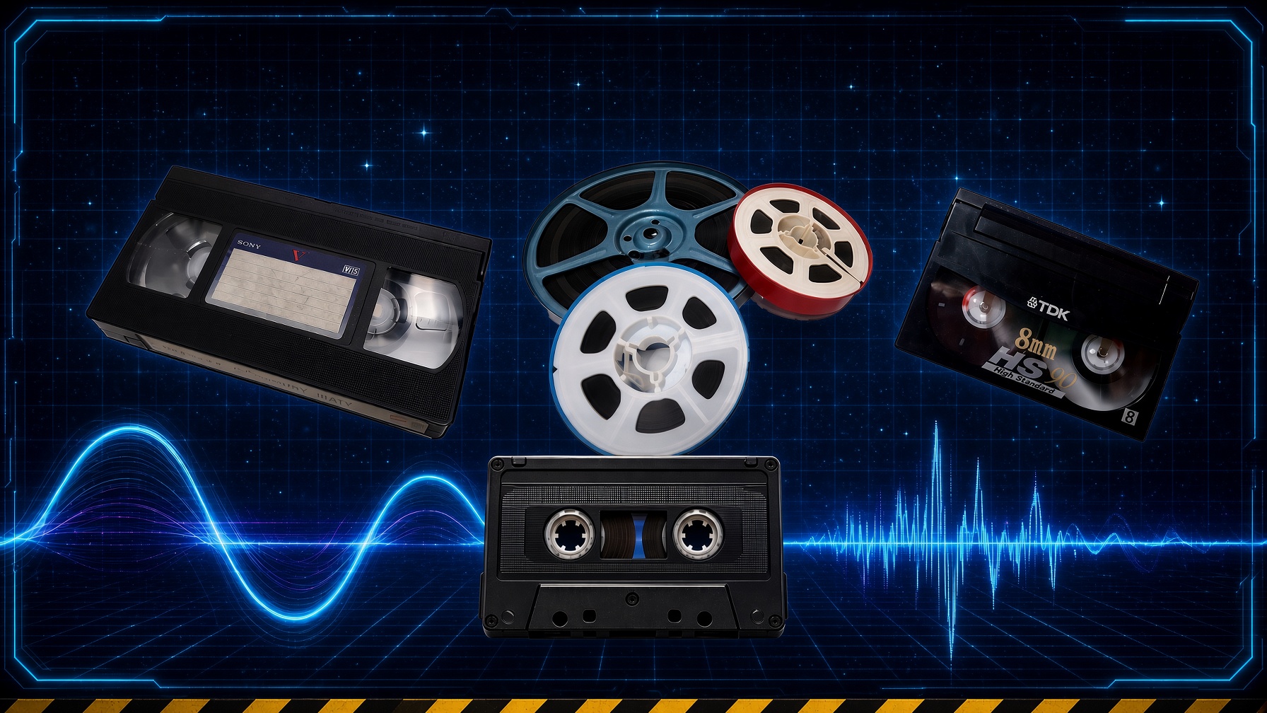 Analog media — VHS, film reels, and cassette — converting to digital
